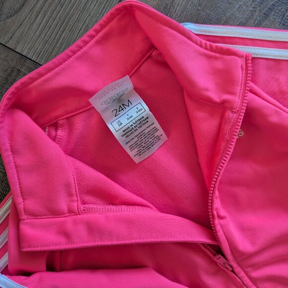 Adidas Kids' Classic 3-Stripe Tricot Track Jacket & Joggers Set Fuchsia Pink 24M - Picture 3 of 8